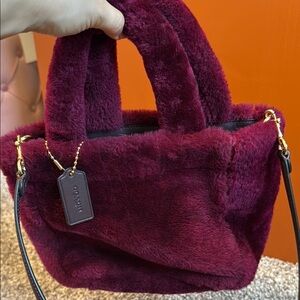 Coach Purple Velvet Shoulder Bag with Luxurious Texture